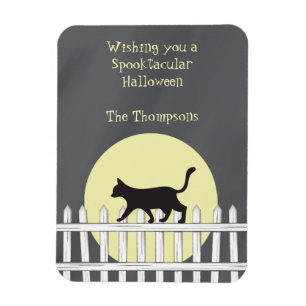 Imán Scary Black Cat on Picket Fence