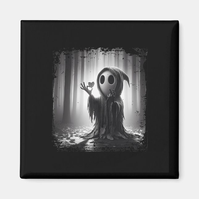 Imán Scary Face Horror Poster Halloween Ghost Heart Sha (Frente)