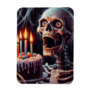 Imán Scary Skeleton Birthday Tarjeta de felicitación pl