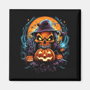 Imán Scary Spooky Castle Halloween Pumpkin Witch