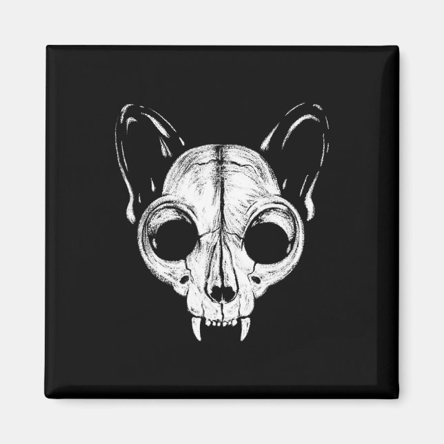 Imán Scary Spooky Cat Feline Skeleton Halloween A (Frente)
