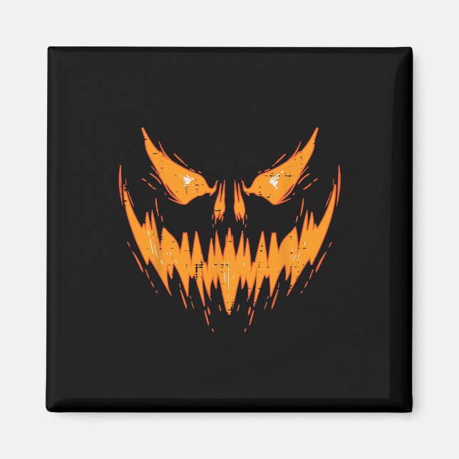 Imán Scary Spooky Jack O Lantern Face Pumpkin Halloween (Frente)