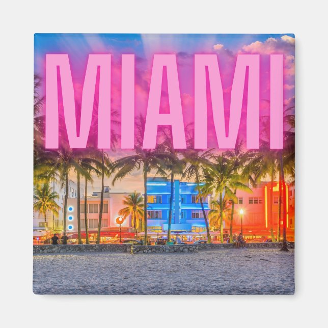 Imán Scenic Neon Miami Waterfront (Frente)