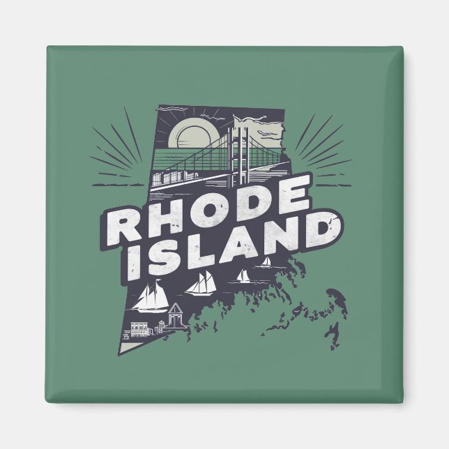 Imán Scenic Rhode Island Retro Silhouette  (Frente)