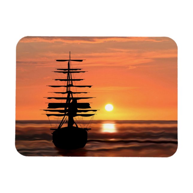 Imán Schiff bei Sonnenuntergang Magnet (Horizontal)