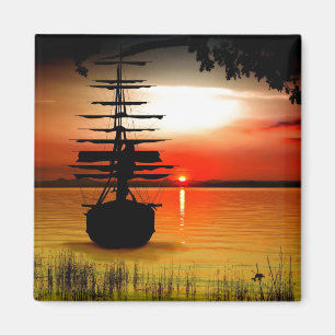 Imán Schiff bei Sonnenuntergang Magnet