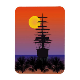 Imán Schiff bei Sonnenuntergang Magnet