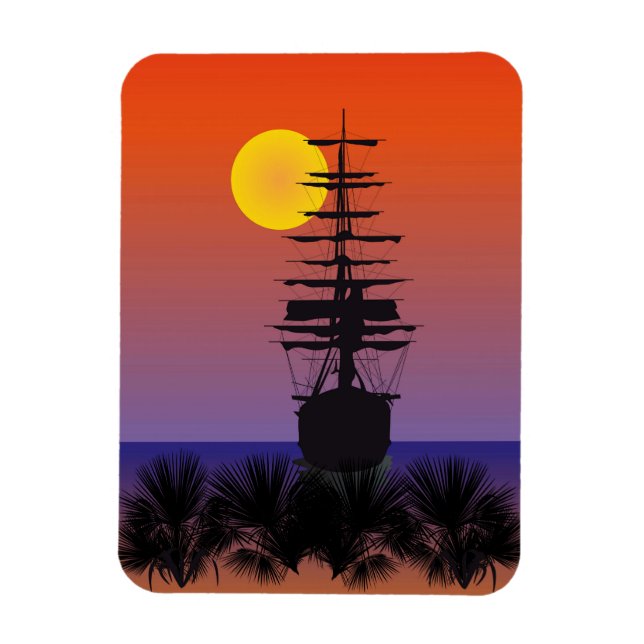 Imán Schiff bei Sonnenuntergang Magnet (Vertical)