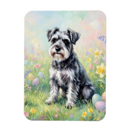 Imán Schnauzer caprichoso con huevos de Pascua flexible