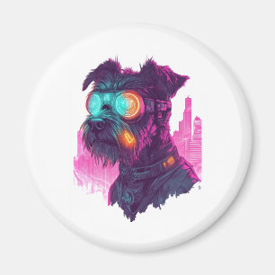 Imán Schnauzer Cyberpunk � Perro Neon Futurista