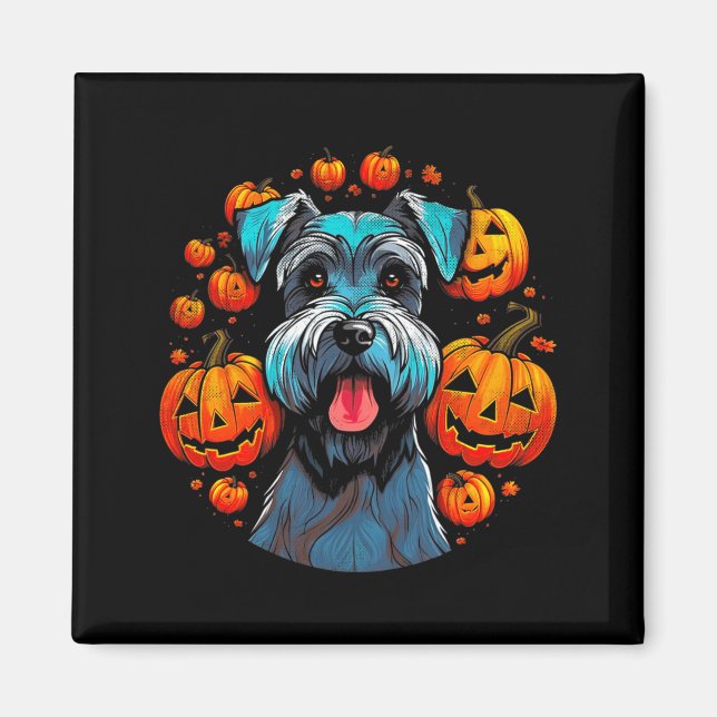 Imán Schnauzer de Halloween negro Premium Tri-Blend (Frente)
