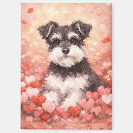 Imán Schnauzer de San Valentín con Corazones