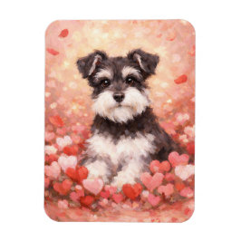 Imán Schnauzer de San Valentín con Corazones Flexible