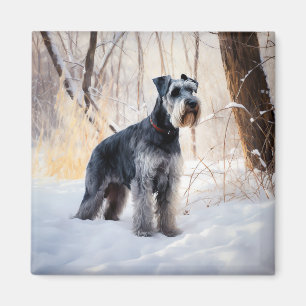 Imán Schnauzer Deja que nieve Navidad