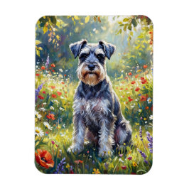 Imán Schnauzer en prado de flores silvestres Flexible