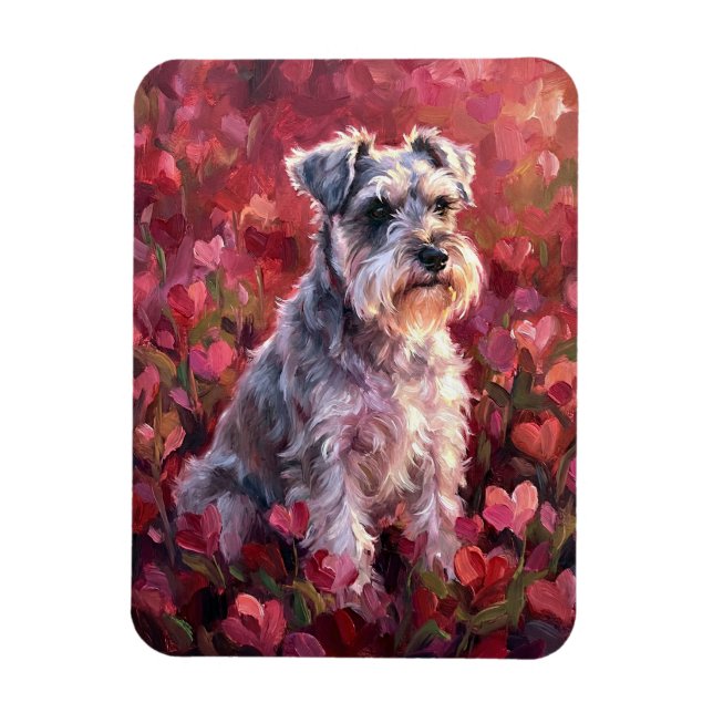 Imán Schnauzer Heart Shaped Wildflowers Flexible (Vertical)