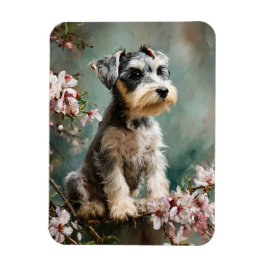 Imán Schnauzer Puppy Spring Cherry Blossoms Flexible