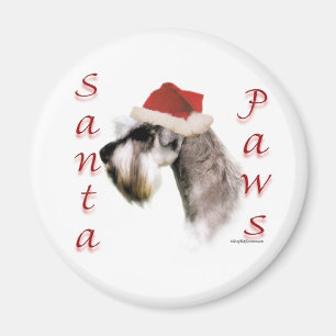 Imán Schnauzer Santa Paws en miniatura
