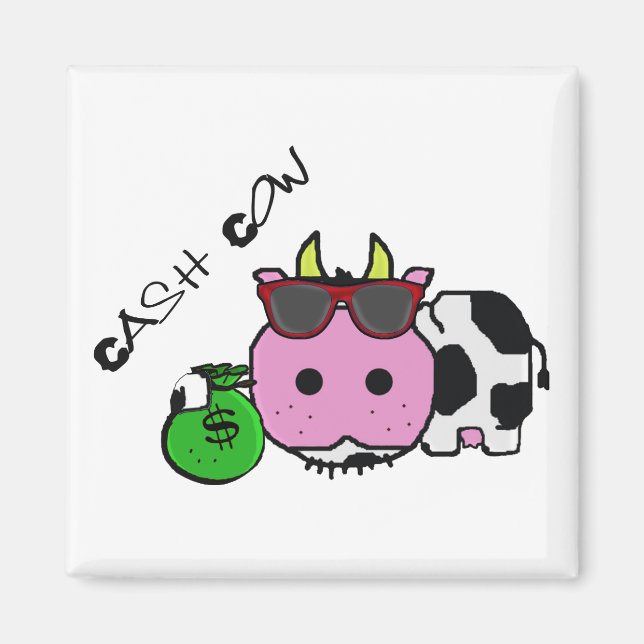 Imán Schnozzle Cow Cash Cow Personalizado w/Money Bag (Frente)