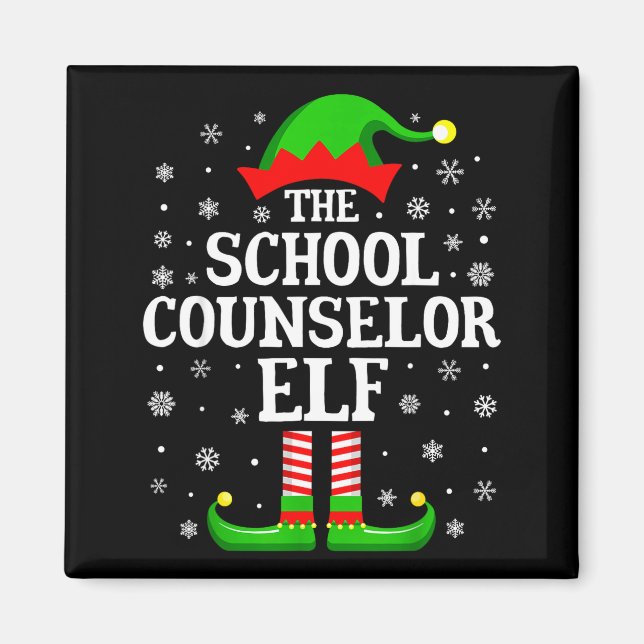 Imán School Counselor Elf Funny Christmas Family Matchi (Frente)