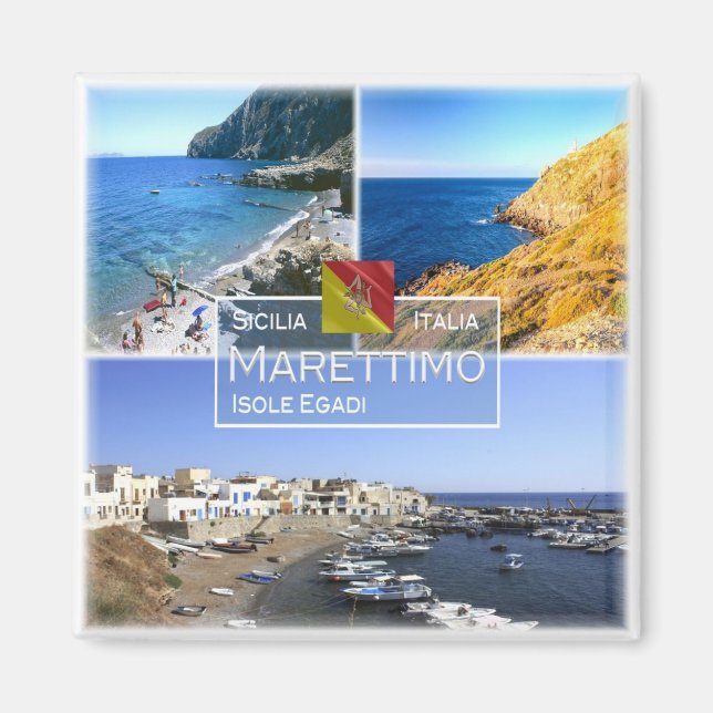 Imán SCL008 ISLA MARETTIMO - Mosaico - Sicilia - Frigor (Frente)
