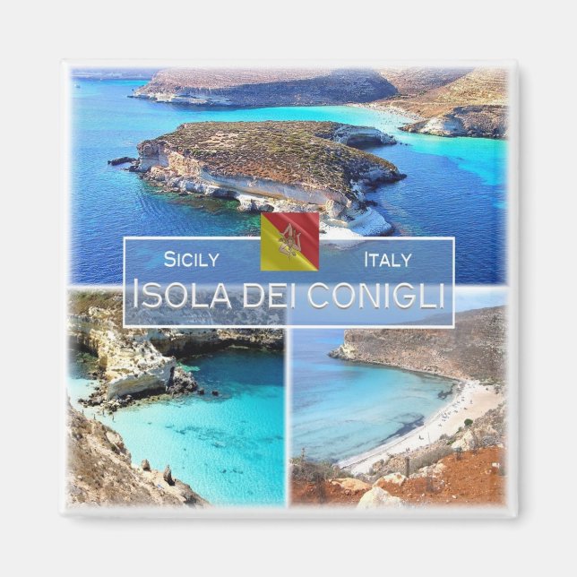 Imán SCL027 ISOLA DEI CONIGLI, Mosaico, Sicilia, Fridge (Frente)
