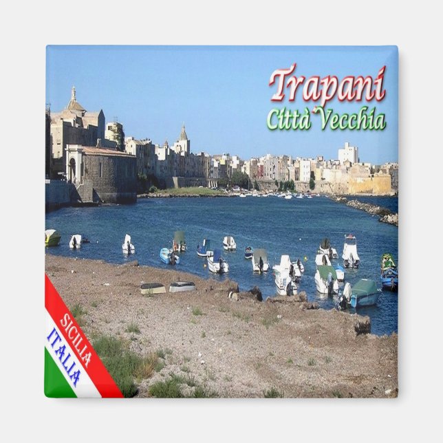 Imán SCL057 TRAPANI, casco antiguo, Sicilia, (Frente)