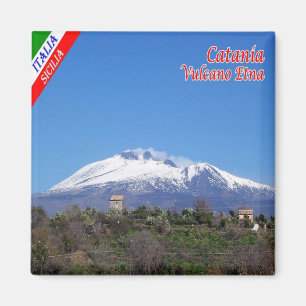Imán SCL088 CATANIA, Etna con nieve, Sicilia, Fridge
