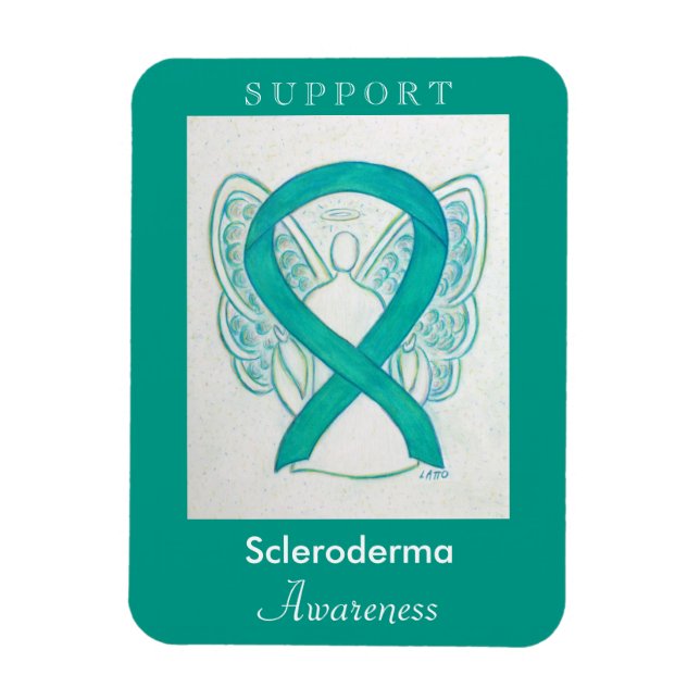 Imán Scleroderma Awareness Ribbon Angel Personalizado M (Vertical)