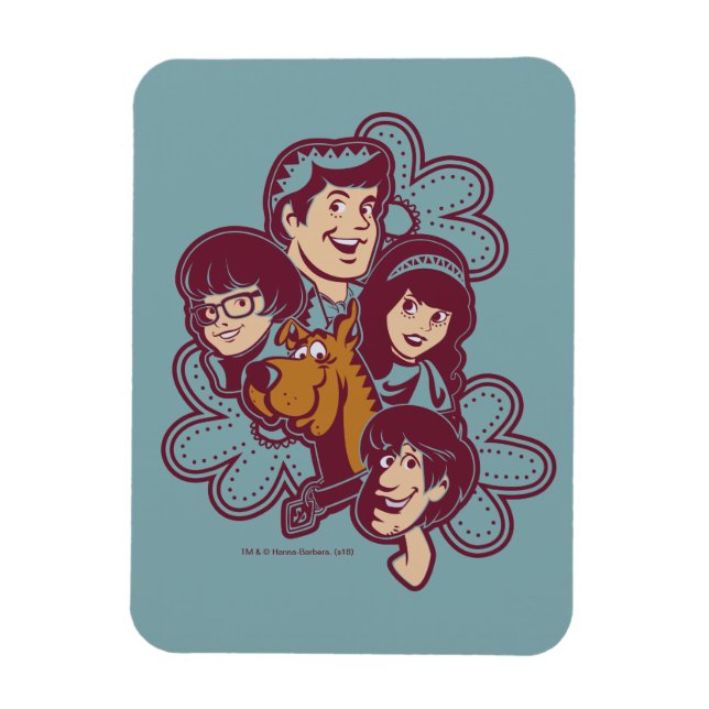 Imán Scooby-Doo de flores paisas y la pandilla (Vertical)