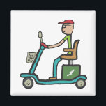Imán Scooter de movilidad<br><div class="desc">El mejor viaje eléctrico a cualquier lugar - la moto de movilidad. Adquirir un stickman instantáneo fresco con esta imagen celebrando la diversión de baja velocidad de abordar la calle secundaria y el transporte público en este rey de la acera de cuatro ruedas.</div>