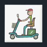 Imán Scooter de movilidad<br><div class="desc">El mejor viaje eléctrico a cualquier lugar - la moto de movilidad. Adquirir un stickman instantáneo fresco con esta imagen celebrando la diversión de baja velocidad de abordar la calle secundaria y el transporte público en este rey de la acera de cuatro ruedas.</div>