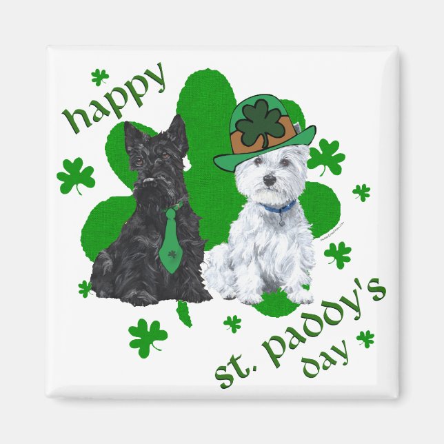 Imán Scottie y Westie Día de St. Paddy (Frente)