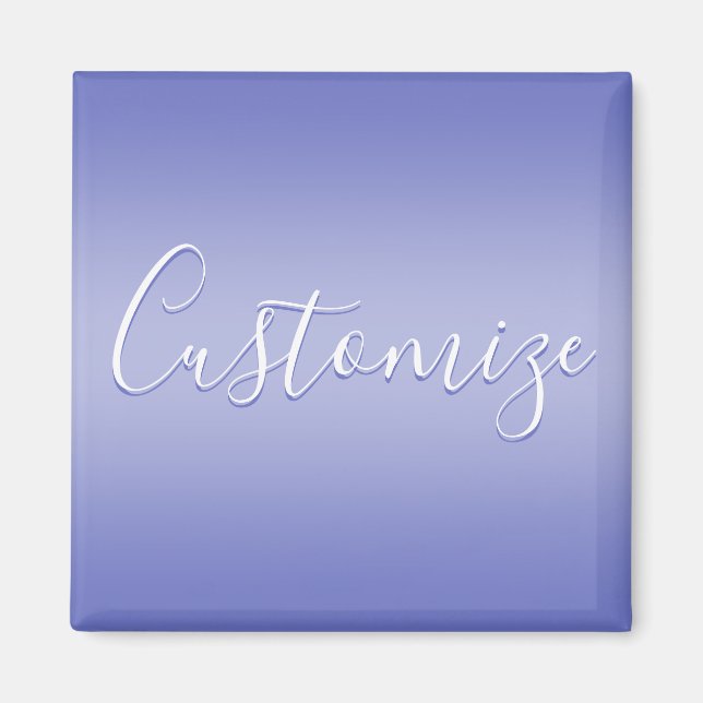 Imán Script Cursivo Editable | Blanco y Violeta Púrpura (Frente)