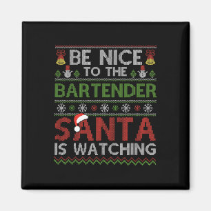 Imán Sé Agradable Con El Bartender Santa Viendo La Cris