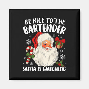 Imán Sé Agradable Con El Bartender Santa Viendo La Cris