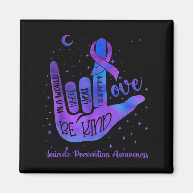 Imán Sé Amable Amor Tie Dye Señal de Mano Prevención (Frente)