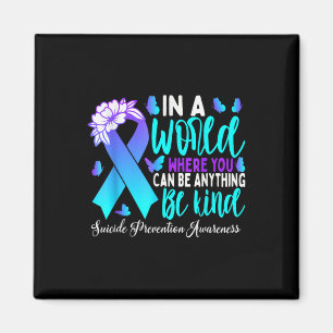 Imán Sé Amable Listón Morado Teal Prevención del Suicid