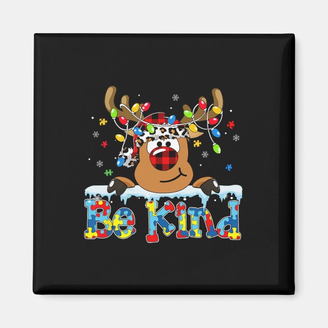 Imán Sé amable reno rojo rompecabezas de autismo concie (Frente)