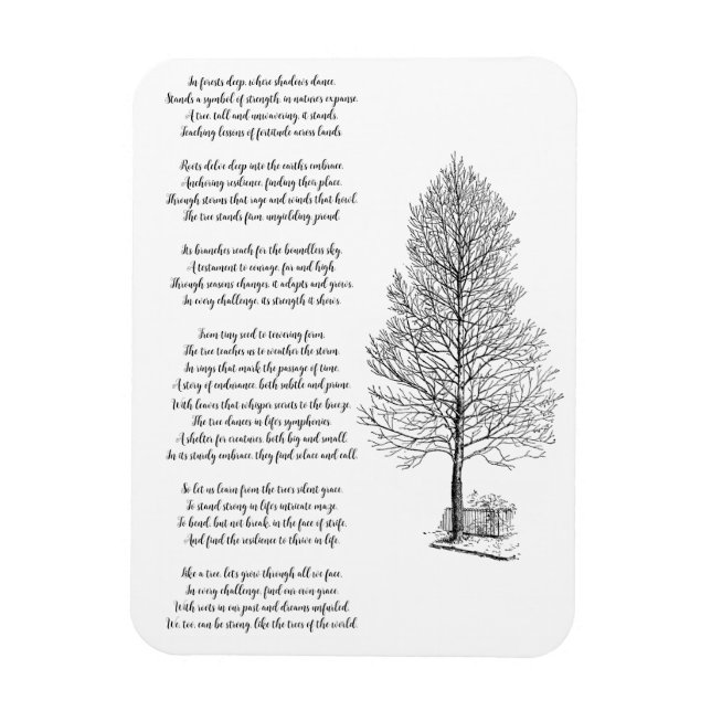 Imán Sé fuerte como arte y poema de árboles (Vertical)