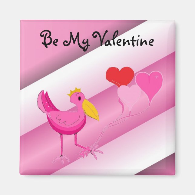 Imán Sé mi cigüeña rosa de San Valentín (Frente)