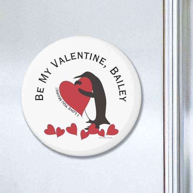 Imán Sé Mi San Valentín - Pingüino y Corazón Rojo (Subido por el creador)
