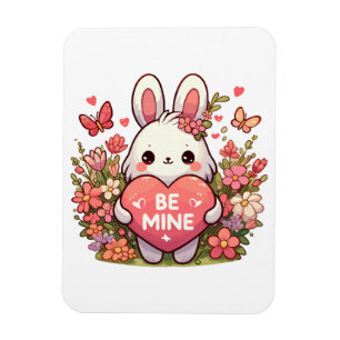 Imán sé mío, conejo divertido del día de San Valentín