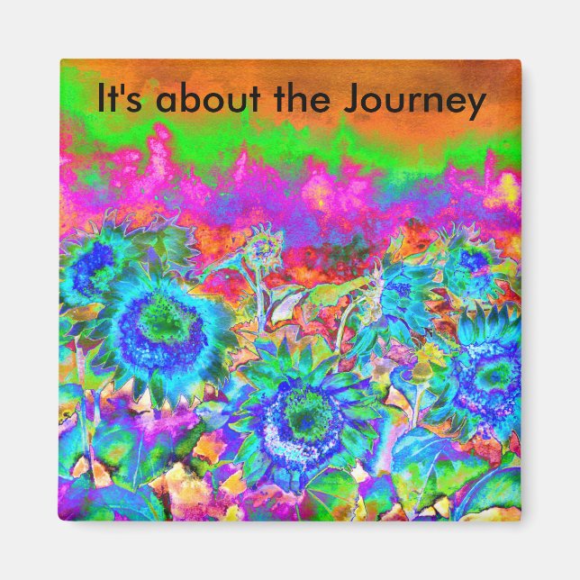 Imán Se trata de los Campos de Girasol de Viaje - Azul (Frente)