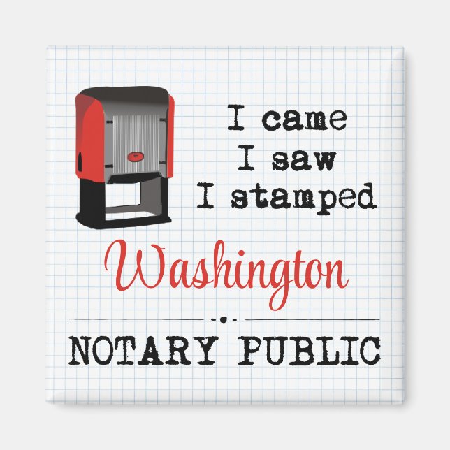 Imán Se Vio El Notario Público Estampado De Washington (Frente)