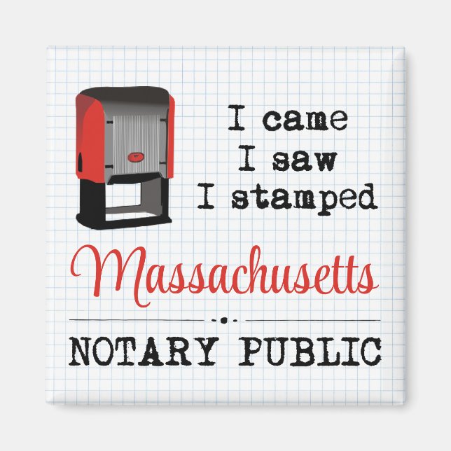 Imán Se Vio La Estampación Del Notario Massachusetts Pú (Frente)