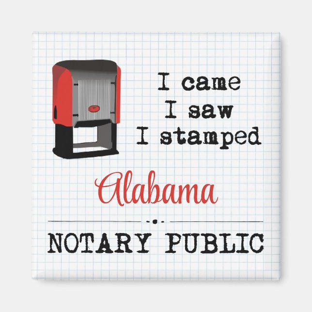 Imán Se Vio La Señalización Del Notario Público Alabama (Frente)