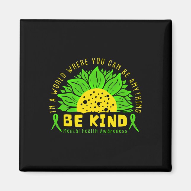 Imán Sea amable con la Cinta Verde Sunflower Mental Hea (Frente)