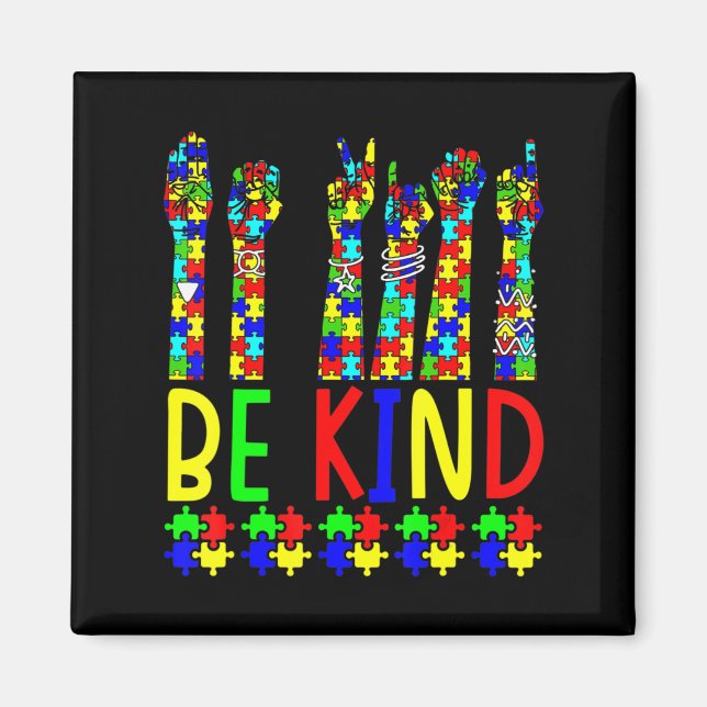 Imán Sea amable con la mano lenguaje de Rótulo Rompecab (Frente)