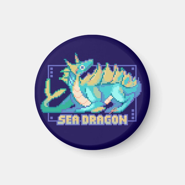 Imán Sea dragon, zee draak pixel art (Frente)